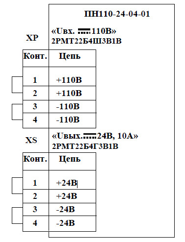 Схема подключения ПН110-24-04-01