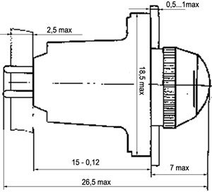 Рис.1. Габаритный чертеж малогабаритного сигнального фонаря МФС-1