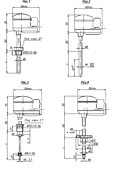 Схема габаритных размеров ТХА-1087 и ТХК-1087